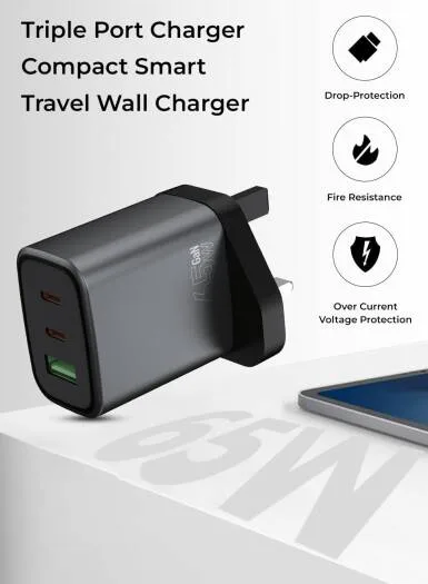 Cuccis 65W GaN 3-Port Fast Wall Charger
